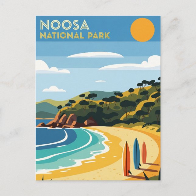 Surfboards in Noosa National Park Australia Travel Postcard (Front)