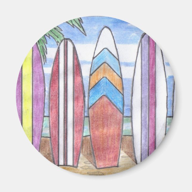 SURFBOARDS magnet (round) (Front)