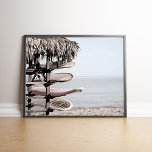 Surfboards on Tropical Beach Poster Print<br><div class="desc">Bring the laid-back vibes of a sunny tropical paradise to your space with the Surfboards on Tropical Beach Poster Print. This vibrant artwork showcases colorful surfboards standing upright in the sand, set against the backdrop of crystal-clear turquoise waters, swaying palm trees, and a bright blue sky. Perfect for beach lovers...</div>