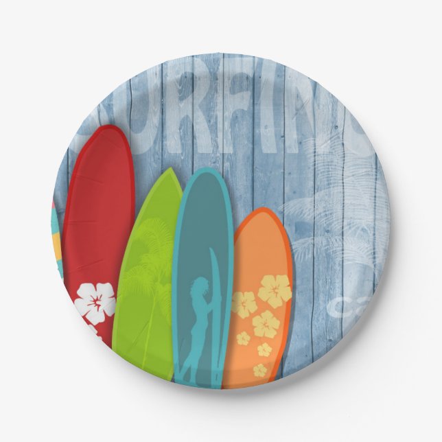 Surfboards Paper Plate (Front)