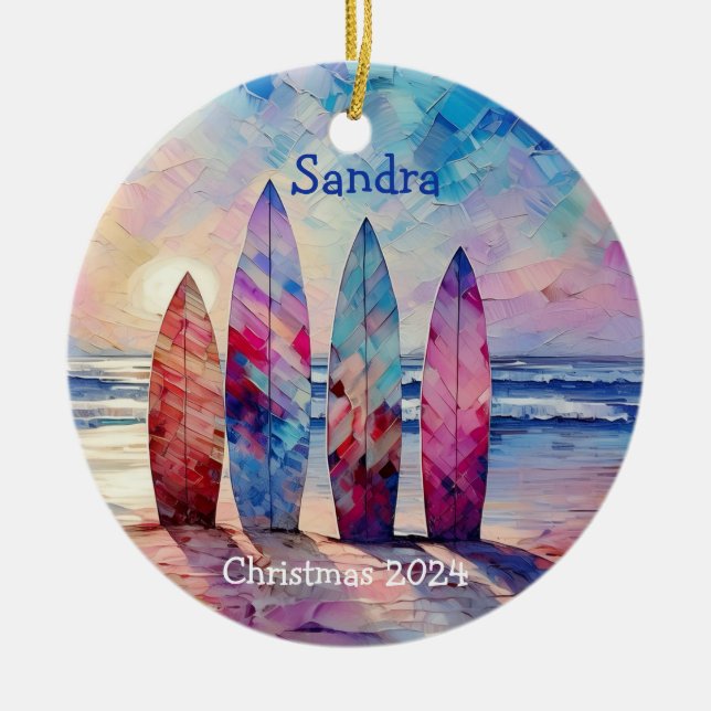 Surfboards Personalised Christmas Ornaments (Front)