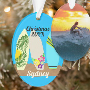 Surfboards Personalised Photo Template Christmas Ornament