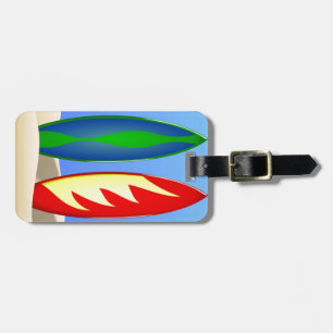 Surfboards retro surf luggage tag
