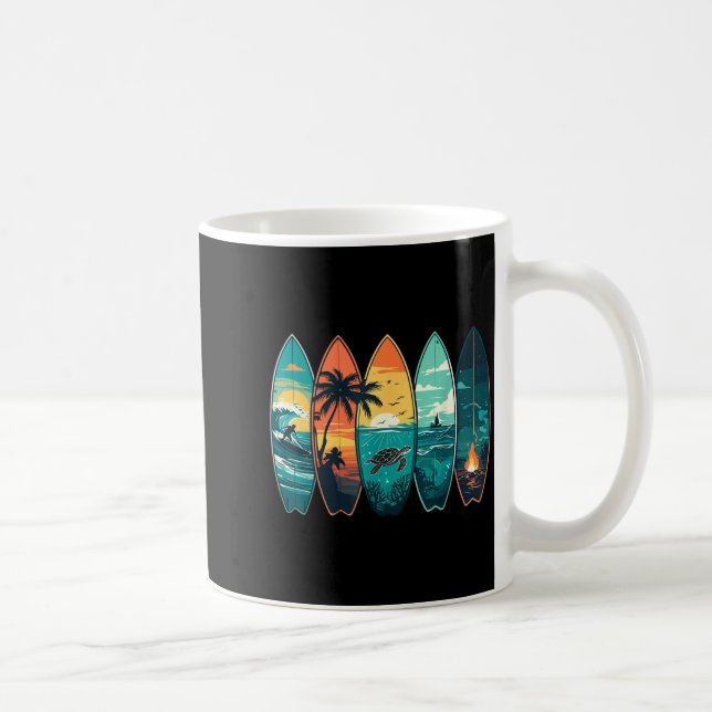 Surfboards Sunset Ocean Beach Vibe Surfer  Coffee Mug (Right)