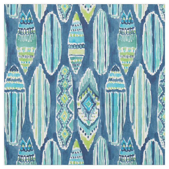 SURFBORTS Watercolor Tiki Surfboard Pattern Fabric (Swatch)