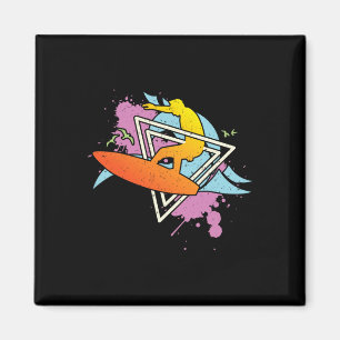 Surfer 80s 90s Vaporwave Surfboard  Magnet