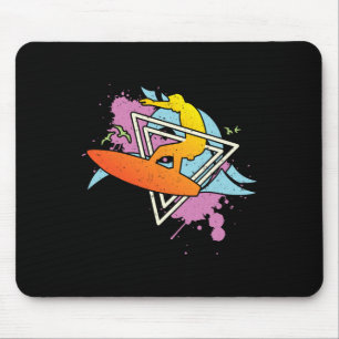 Surfer 80s 90s Vaporwave Surfboard  Mouse Pad