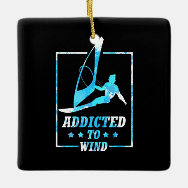 Surfer Addicted To Wind Ceramic Ornament (Front)