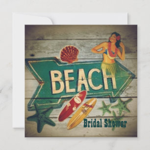 Surfer Aloha Hula Girl hawaii beach bridal shower Invitation