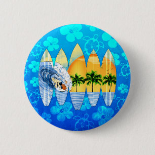 Surfer And Surfboards 6 Cm Round Badge