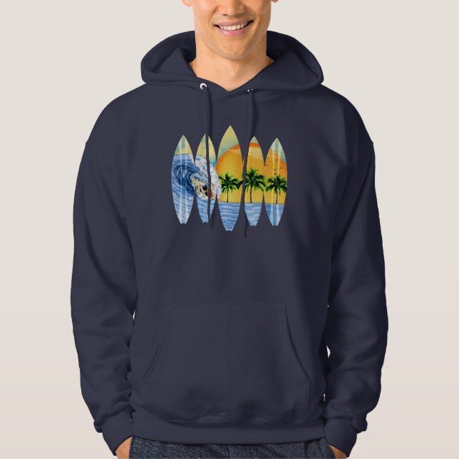 Surfer And Surfboards Hoodie (Front)