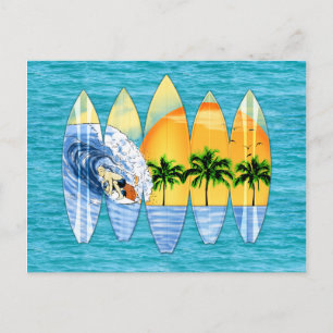 Surfer And Surfboards Postcard