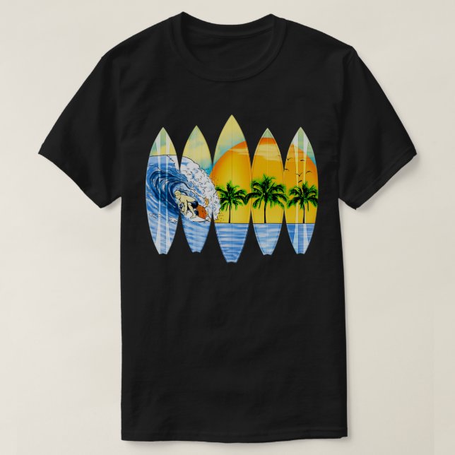 Surfer And Surfboards T-Shirt (Design Front)