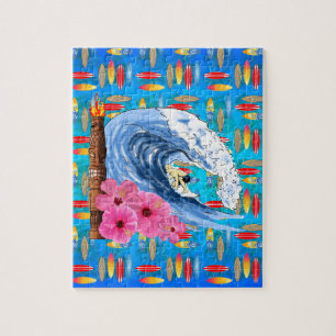 Surfer And Tiki Statue Jigsaw Puzzle