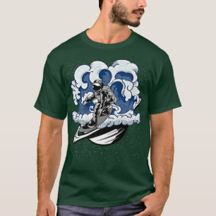 Surfer Astronauts Surfing in space, galay surfing T-Shirt