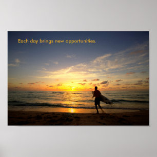 Surfer at Sunrise Poster