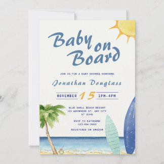 Surfer Baby On Board Surfer Beach Invitation