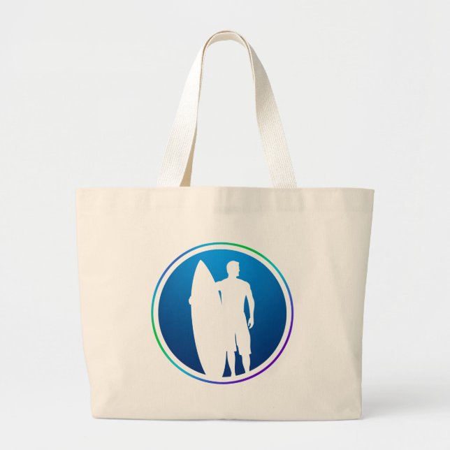 Surfer Beach carryall Large Tote Bag (Front)