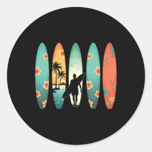 Surfer Beach Surfing Hawaiian Surfboarder Funny Su Classic Round Sticker