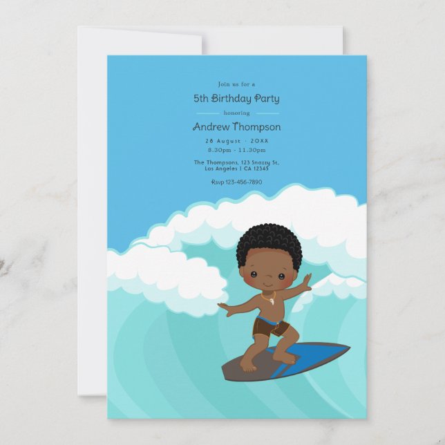 Surfer Boy Birthday Party Invitation (Front)