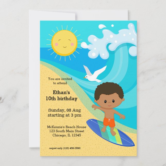 Surfer boy invitation (Front)