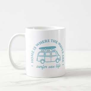 Surfer camper van life road trip surfing quotes coffee mug