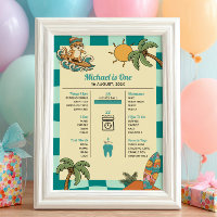 Surfer Cat Summer 1st Birthday Milestone Timeline 