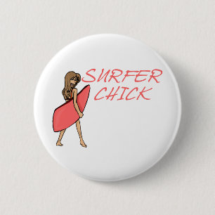 Surfer Chick 6 Cm Round Badge
