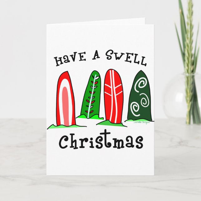 Surfer Christmas Holiday Card (Front)