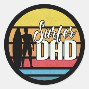 Surfer Dad Father's Day Tropical Art Sticker