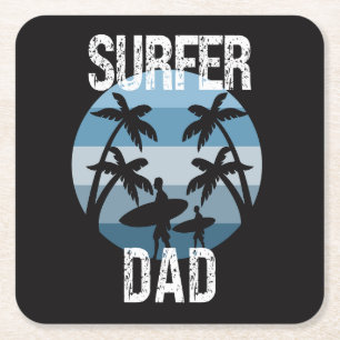 Surfer Dad Square Paper Coaster