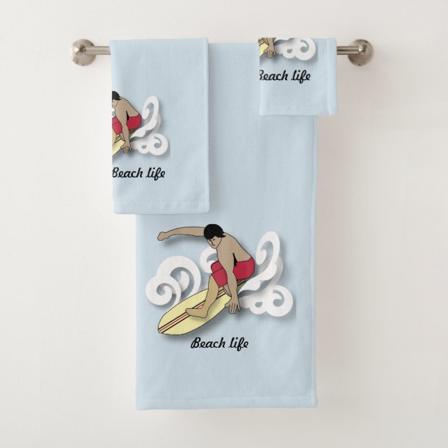 Surfer Design Bath Towel Set (Insitu)
