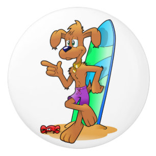SURFER DOG CERAMIC KNOB