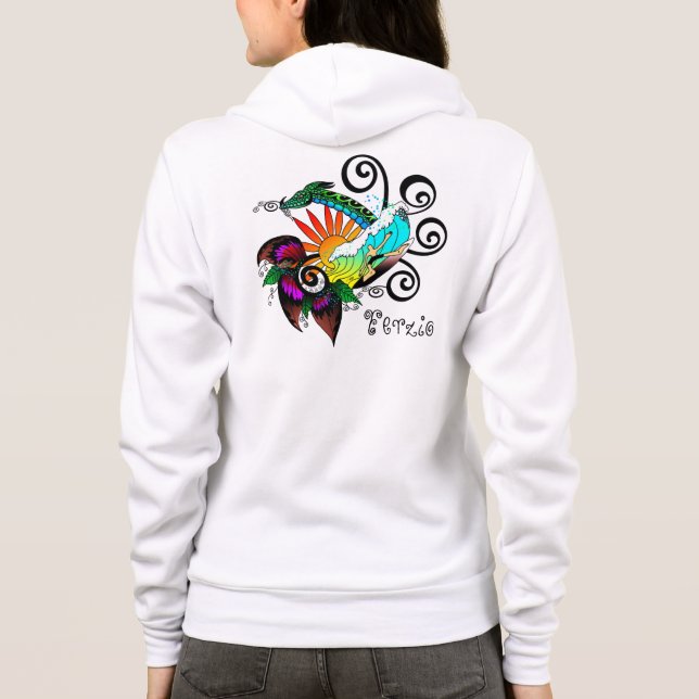 Surfer Dude Cartoon Hoodie (Back)