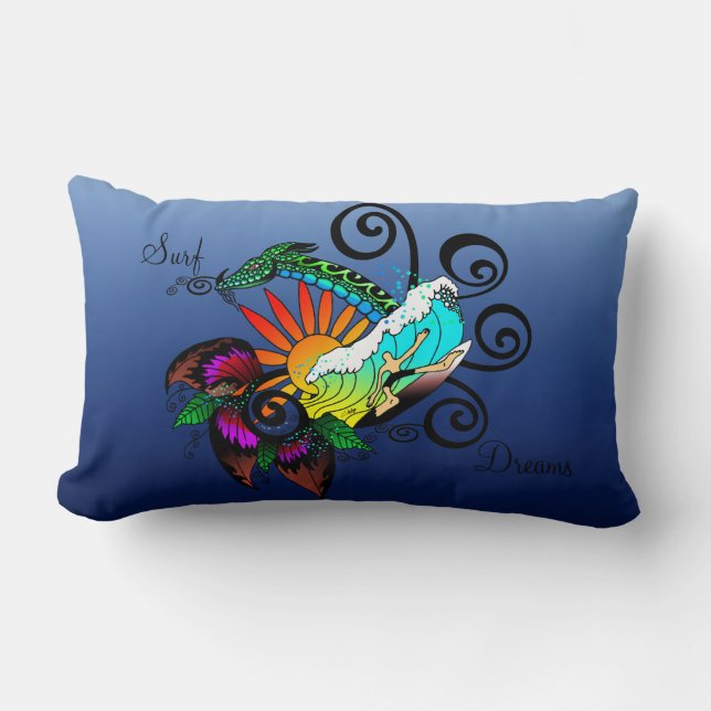 Surfer Dude Cartoon Lumbar Cushion (Front)