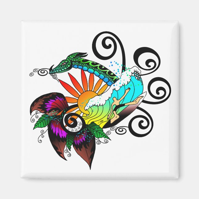 Surfer Dude Cartoon Magnet (Front)