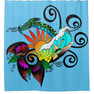Surfer Dude Cartoon Shower Curtain