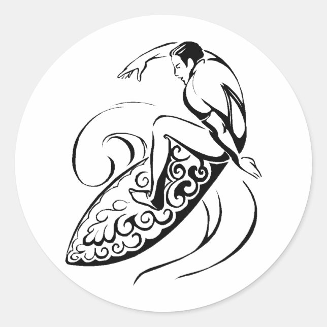 Surfer Dude Classic Round Sticker (Front)