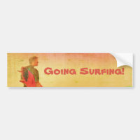 Surfer Dude Colourful Poster Style Bumper Sticker