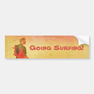 Surfer Dude Colourful Poster Style Bumper Sticker