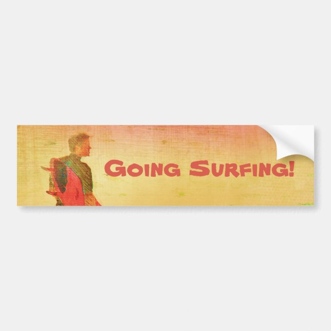 Surfer Dude Colourful Poster Style Bumper Sticker (Front)