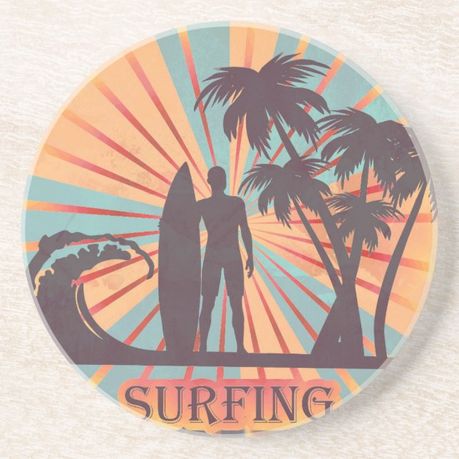 Surfer Dude Sandstone Coaster (Front)