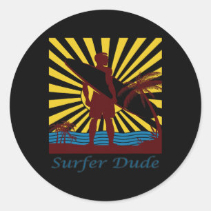 Surfer Dude, Surfing  Classic Round Sticker