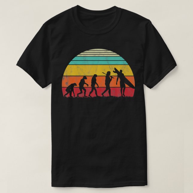 Surfer evolution, vintage surfing Surfboard Retro  T-Shirt (Design Front)