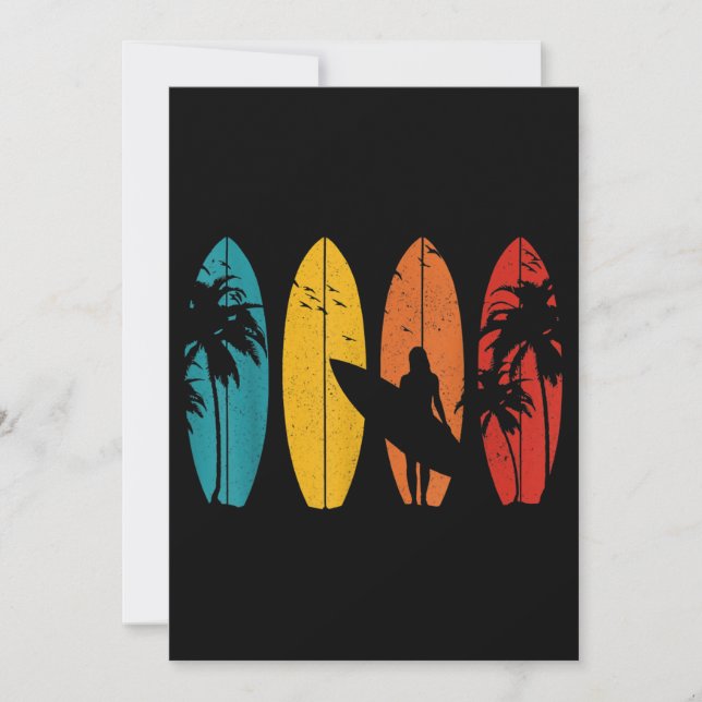 Surfer Gift Vintage Surfing Surf Board Beach Invitation (Front)