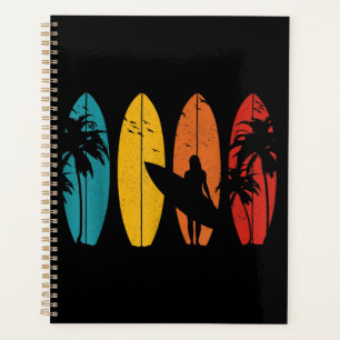 Surfer Gift Vintage Surfing Surf Board Beach Planner