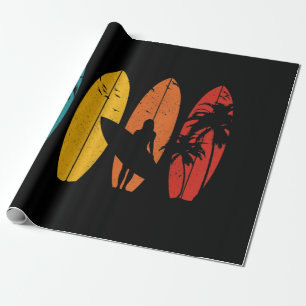 Surfer Gift Vintage Surfing Surf Board Beach Wrapping Paper