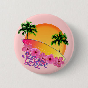 Surfer Girl 6 Cm Round Badge