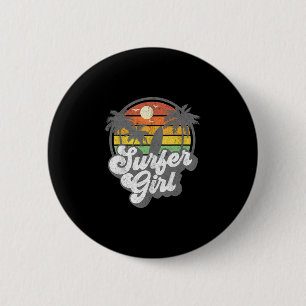 Surfer Girl Beach Retro 70s Vintage Surfing Vacati 6 Cm Round Badge
