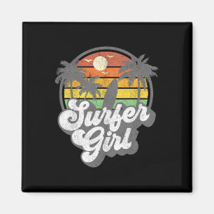 Surfer Girl Beach Retro 70s Vintage Surfing Vacati Magnet